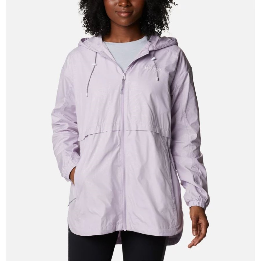 Columbia Sale Women's Auroras Wake III Hooded Jacket Pale Lilac Leafy Lines Emboss