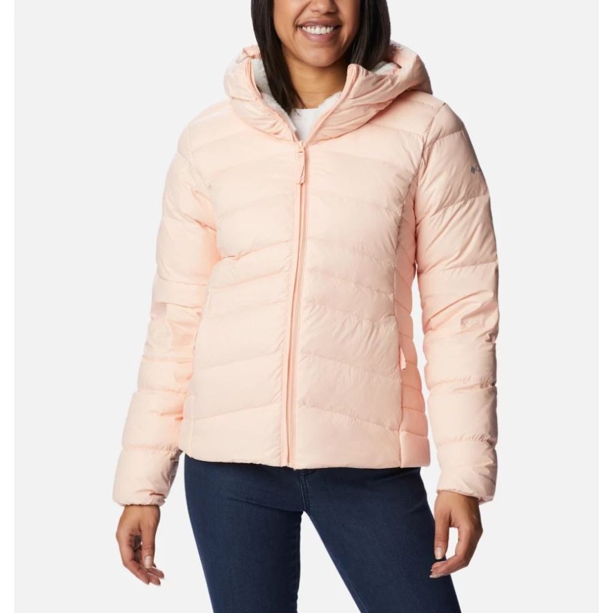 Columbia Sale Women's Autumn Park Down Hooded Jacket Peach Blossom