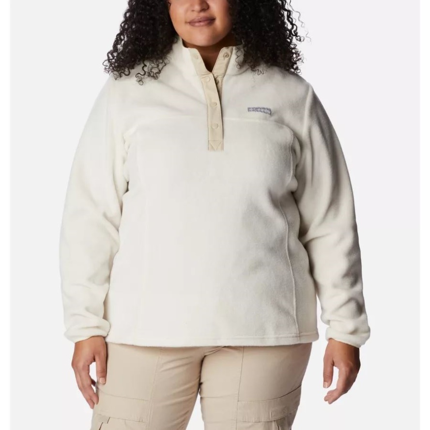 Columbia Sale Women's Benton Springs 1/2 Snap Pullover Plus Size Chalk/Ancient Fossil