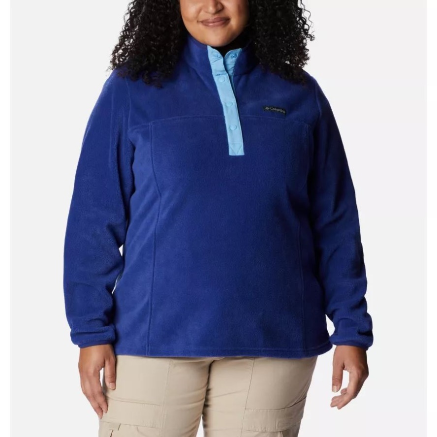 Columbia Sale Women's Benton Springs 1/2 Snap Pullover Plus Size Dark Sapphire/Vista Blue
