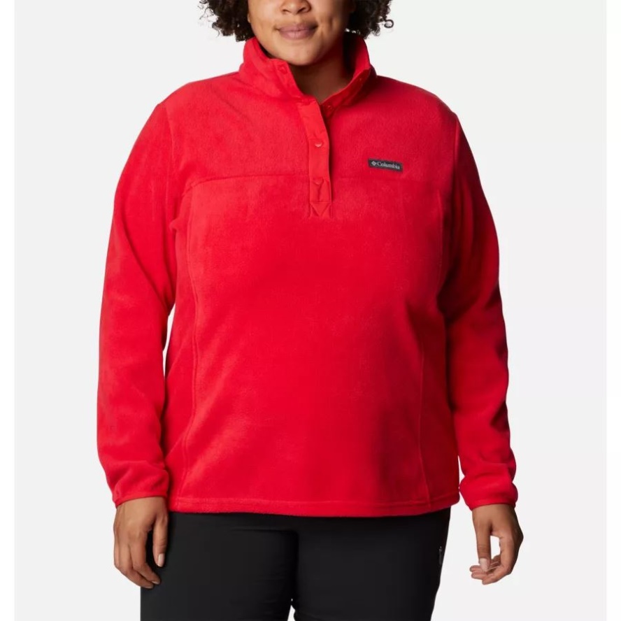 Columbia Sale Women's Benton Springs 1/2 Snap Pullover Plus Size Red Lily
