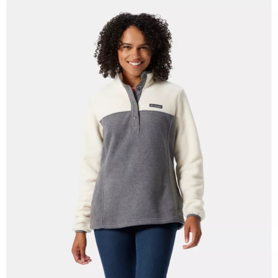 Columbia Sale Women's Benton Springs Half Snap Pullover City Grey Heather/Chalk