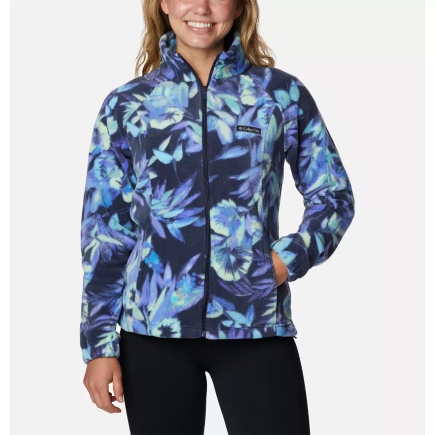 Columbia Sale Women's Benton Springs Printed Full Zip Fleece Jacket Nocturnal/Wisterian