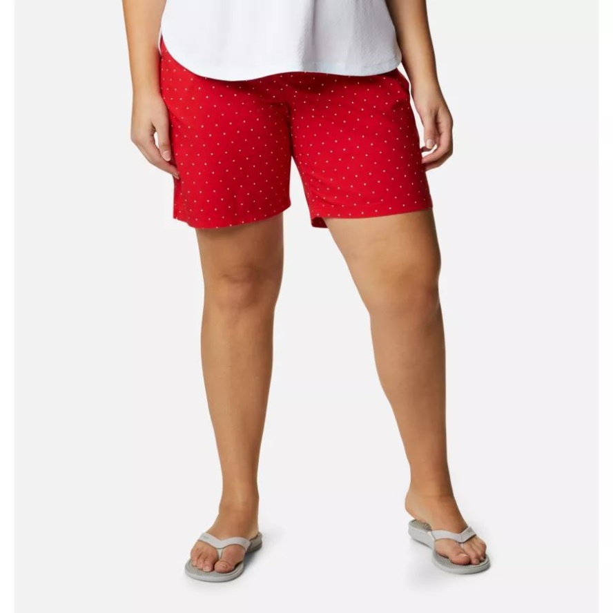 Columbia Sale Women's Bonehead Stretch Shorts Plus Size Red Spark Swiss Dot