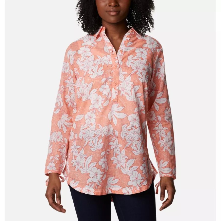 Columbia Sale Women's Camp Henry II Tunic Coral Reef Lakeshore Floral