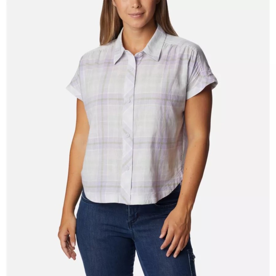 Columbia Sale Women's Camp Henry IV Short Sleeve Shirt Purple Tint/Multi Plaid