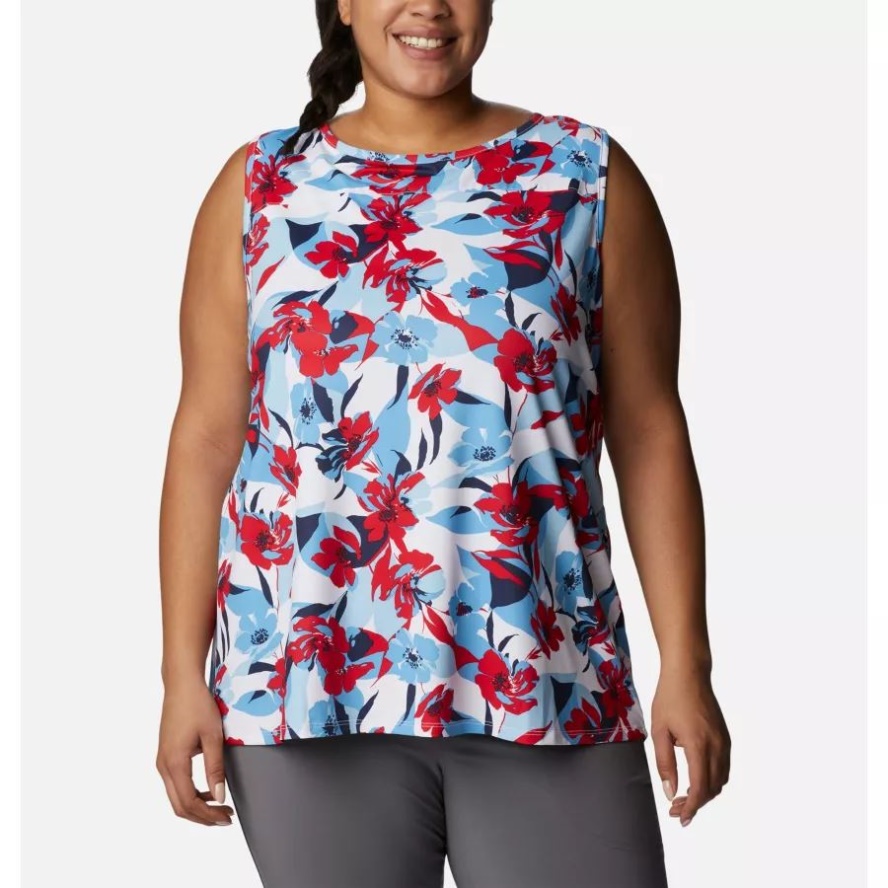 Columbia Sale Women's Chill River Tank Plus Size Red Lily/Pop Flora