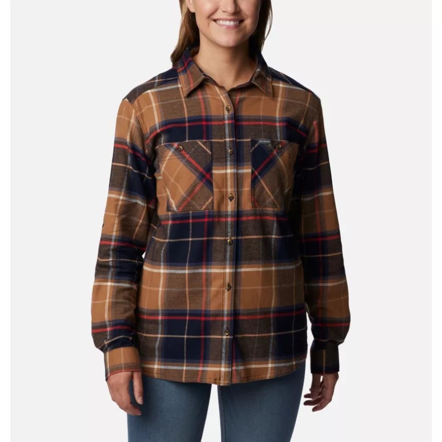 Columbia Sale Women's Clay Hills Stretch Flannel Shirt Dark Nocturnal Boyfriend Tartan