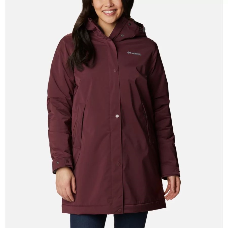 Columbia Sale Women's Clermont Lined Waterproof mid Jacket Malbec