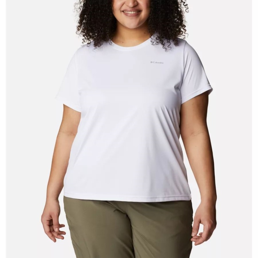 Columbia Sale Women's Columbia Sale Hike Short Sleeve Crew Shirt Plus Size White