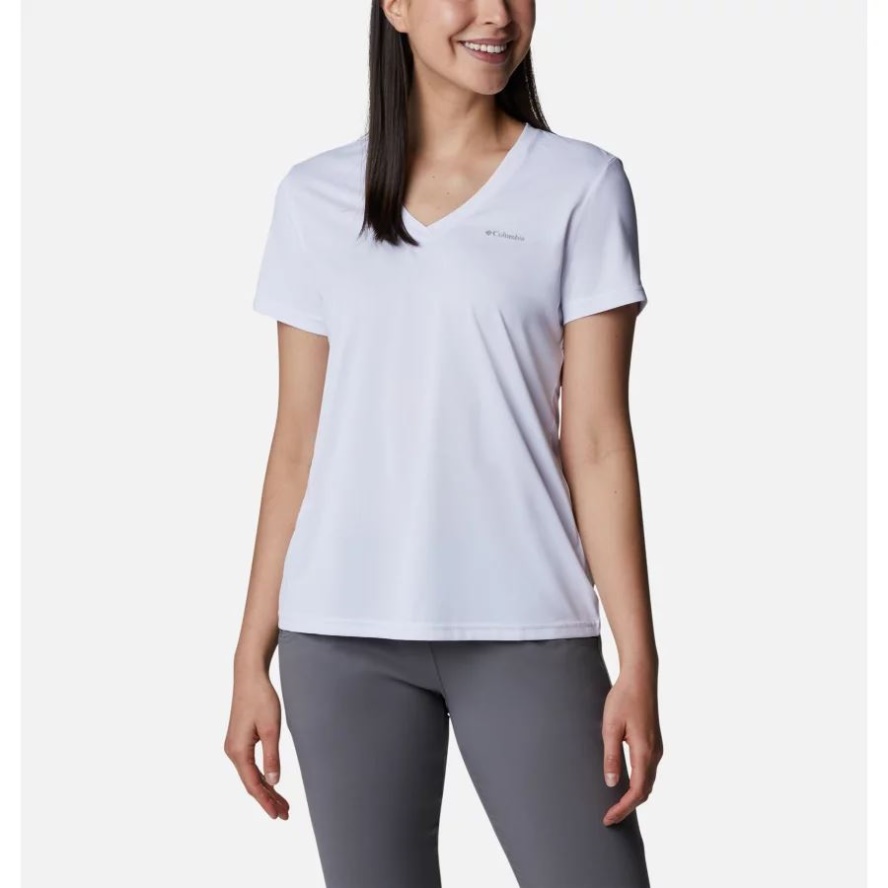 Columbia Sale Women's Columbia Sale Hike Short Sleeve V-Neck Shirt White
