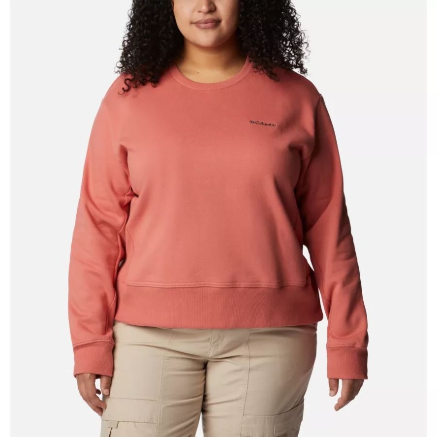 Columbia Sale Women's Columbia Sale Lodge Crew IV Sweatshirt Plus Size Dark Coral