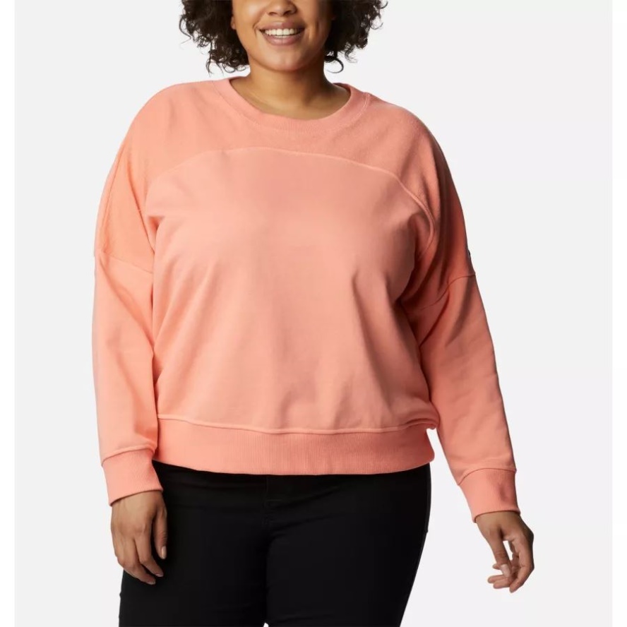 Columbia Sale Women's Columbia Sale Lodge French Terry Crew Plus Size Coral Reef