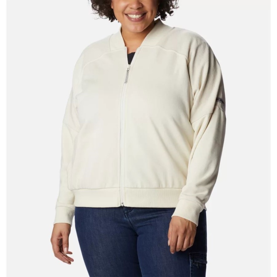 Columbia Sale Women's Columbia Sale Lodge French Terry Full Zip Jacket Plus Size Chalk