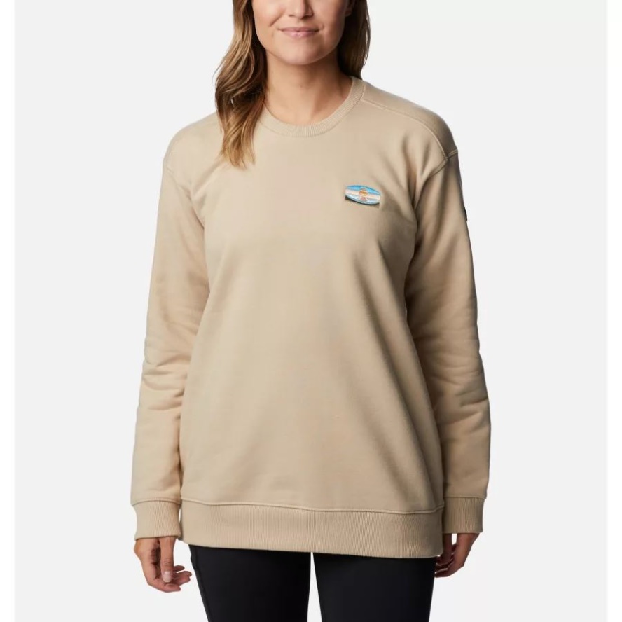 Columbia Sale Women's Columbia Sale Lodge Heavyweight Graphic Crew Ancient Fossil/Suntrek Palms Chest