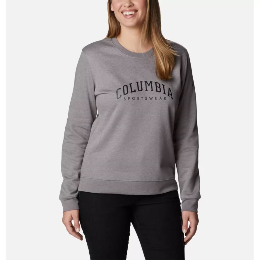 Columbia Sale Women's Columbia Sale Trek Graphic Crew Sweatshirt Light Grey Heather/CSC Collegiate