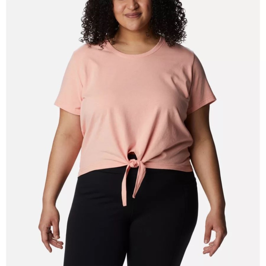 Columbia Sale Women's Columbia Sale Trek Short Sleeve Shirt Plus Size Coral Reef Heather