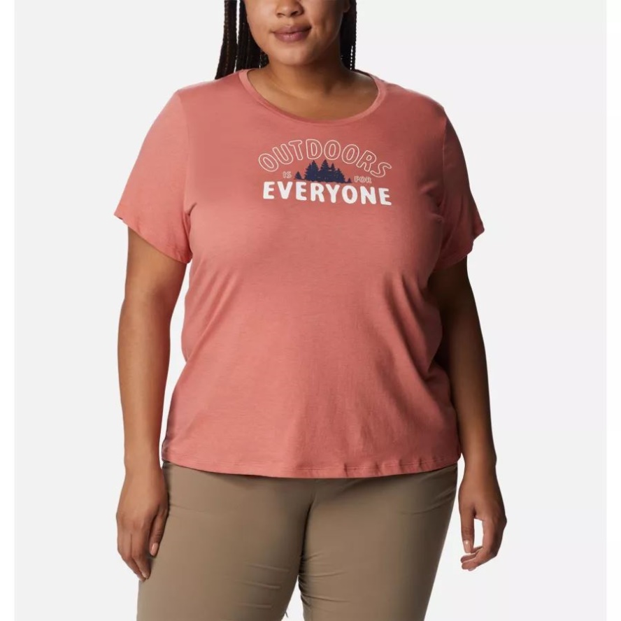 Columbia Sale Women's Daisy Days Graphic T-Shirt Plus Size Dark Coral Heather/Seek Outdoors