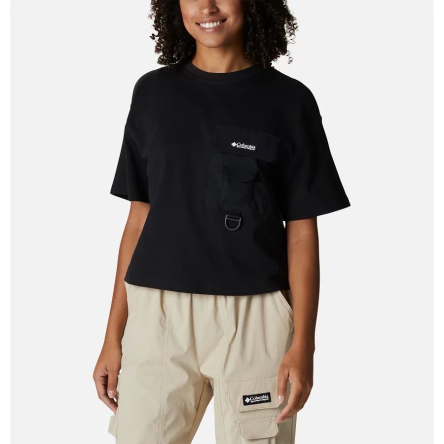 Columbia Sale Women's Field Creek Short Sleeve Cropped Shirt Black