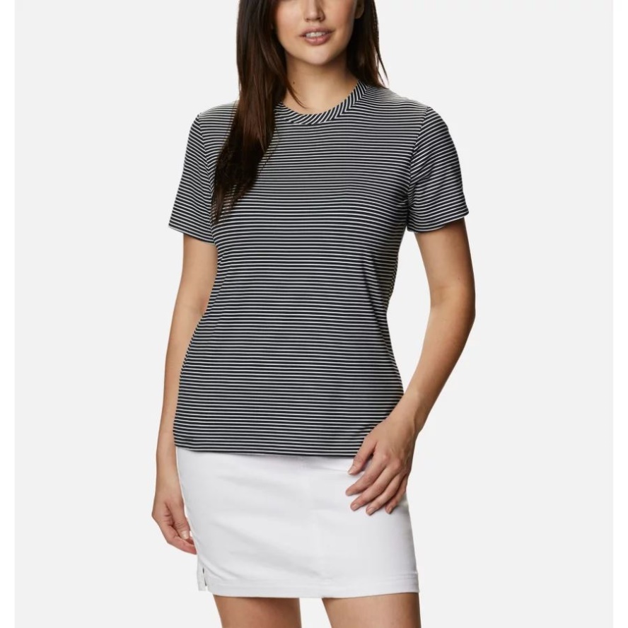 Columbia Sale Women's Firwood Camp II Technical T-Shirt Black/White Stripe