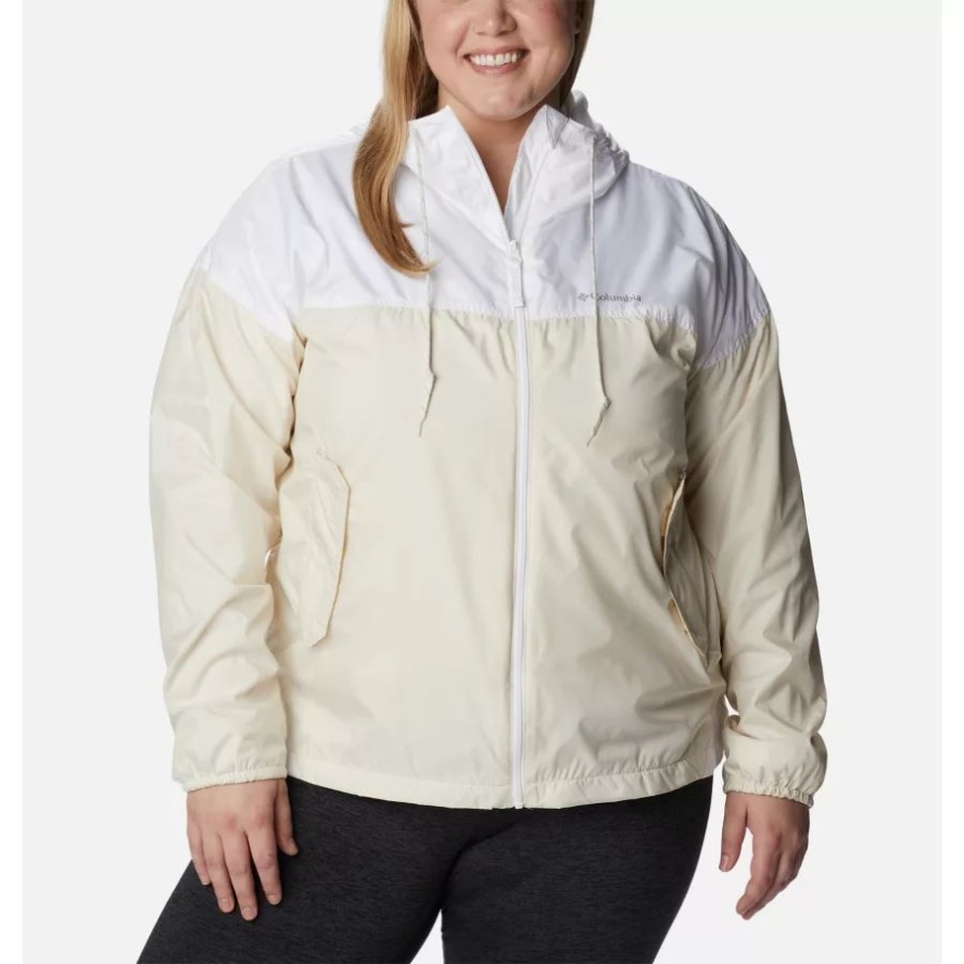 Columbia Sale Women's Flash Challenger Lined Windbreaker Jacket Plus Size Chalk/White