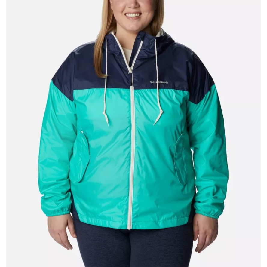 Columbia Sale Women's Flash Challenger Lined Windbreaker Jacket Plus Size Electric Turquoise/Nocturnal