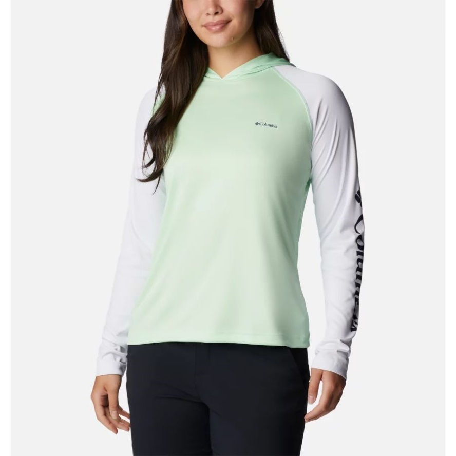 Columbia Sale Women's Fork Stream Long Sleeve Hoodie Key West/Nocturnal Logo