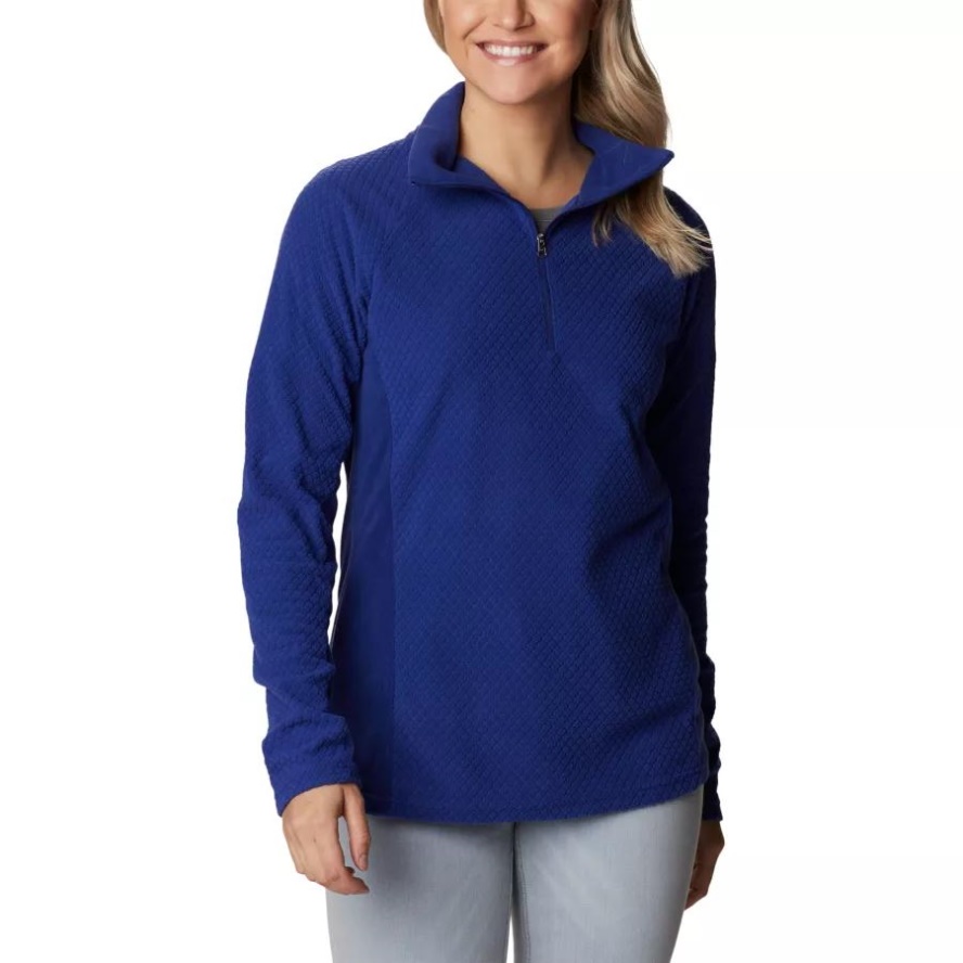 Columbia Sale Women's Glacial IV 1/2 Zip Patterned Print Dark Sapphire Quilt Pattern