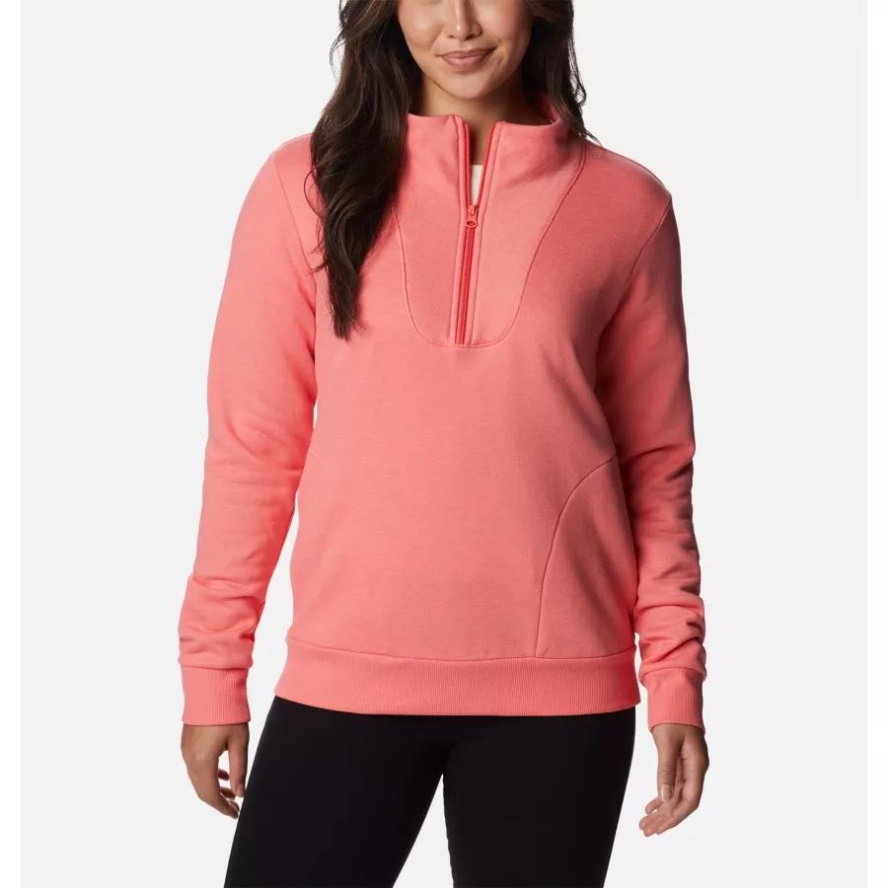 Columbia Sale Women's Hart MountainQuarter Zip Fleece Pullover Blush Pink Heather