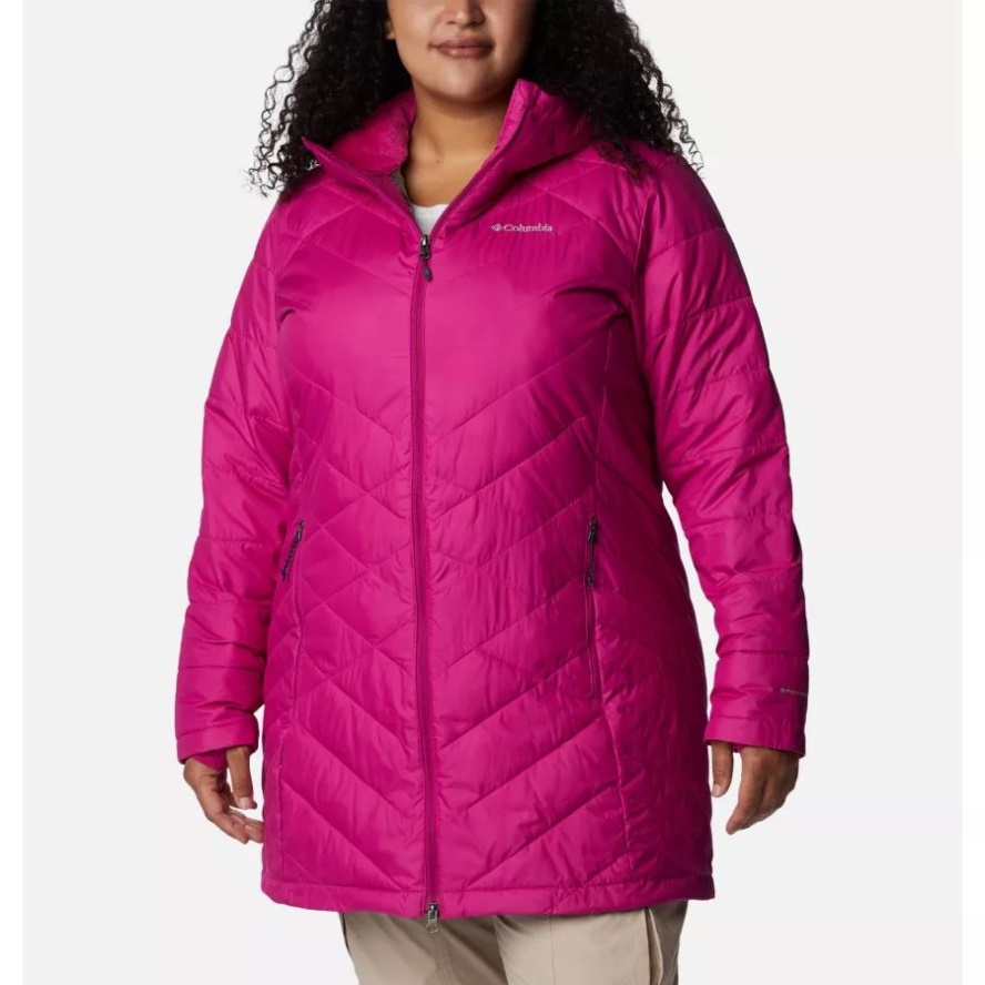 Columbia Sale Women's Heavenly Long Hooded Jacket Plus Size Wild Fuchsia