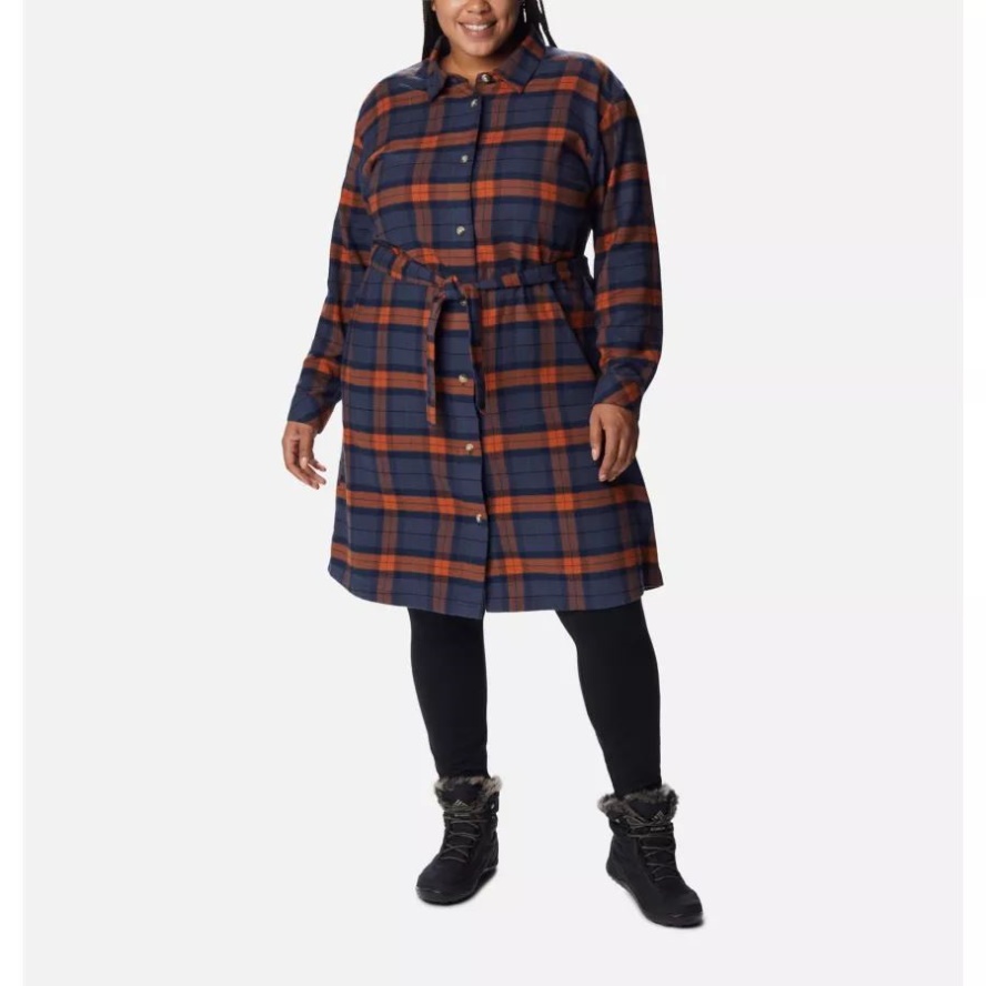 Columbia Sale Women's Holly Hideaway Flannel Dress Plus Size Warm Copper Simple Tartan