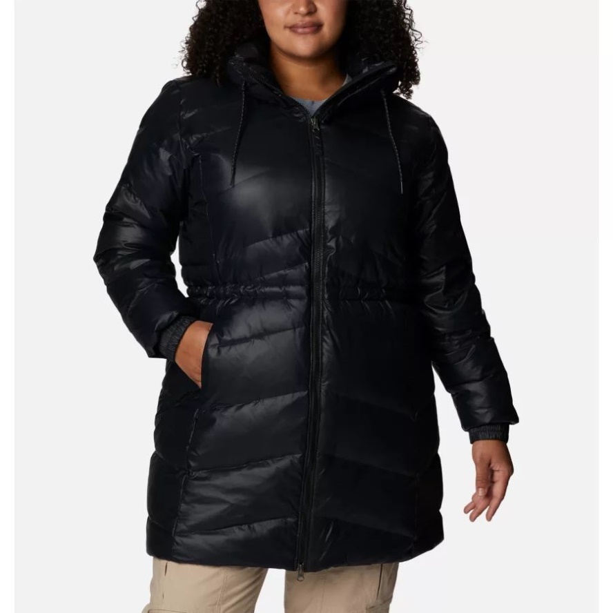 Columbia Sale Women's Icy Heights II Down Mid Jacket Plus Size Black Gunmetal