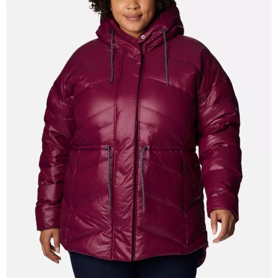 Columbia Sale Women's Icy Heights II Down Novelty Jacket Plus Size Marionberry Gunmetal