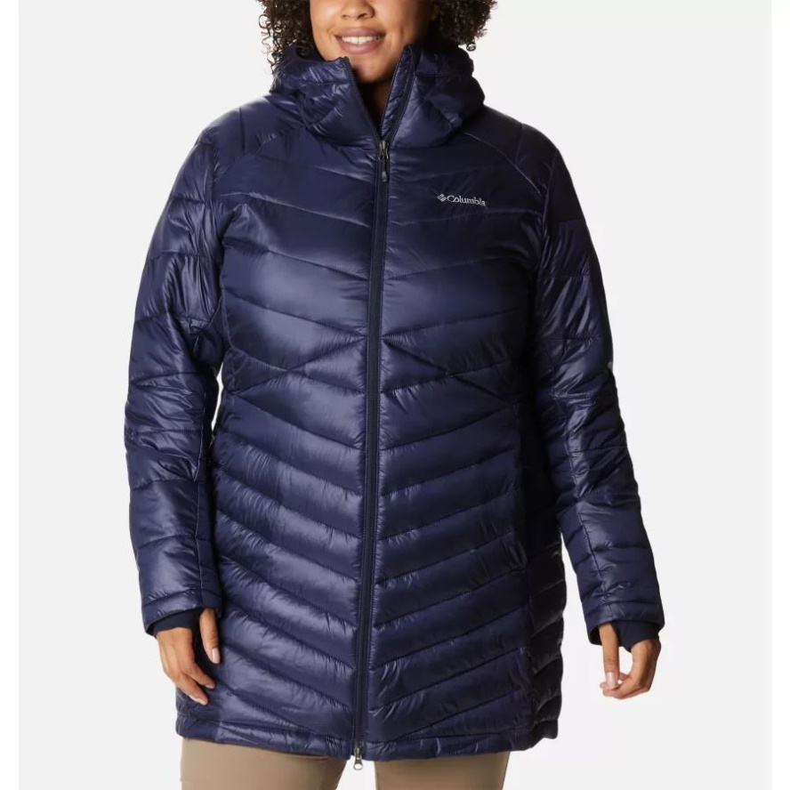 Columbia Sale Women's Joy Peak Omni-Heat Infinity Mid Insulated Hooded Jacket Plus Size Dark Nocturnal
