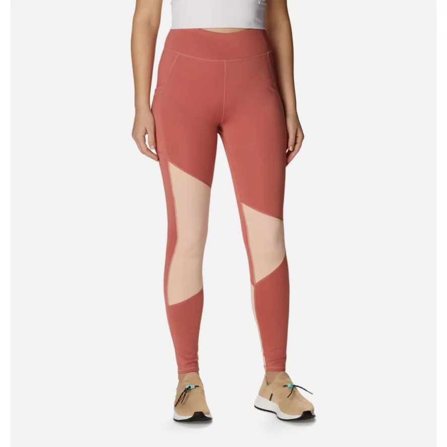 Columbia Sale Women's Lodge Colourblock Leggings Dark Coral/Peach Blossom