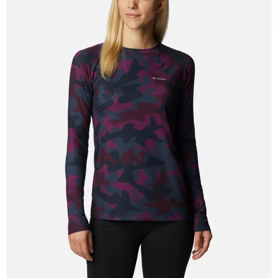 Columbia Sale Women's Midweight Baselayer Crew Plum Trad Camo