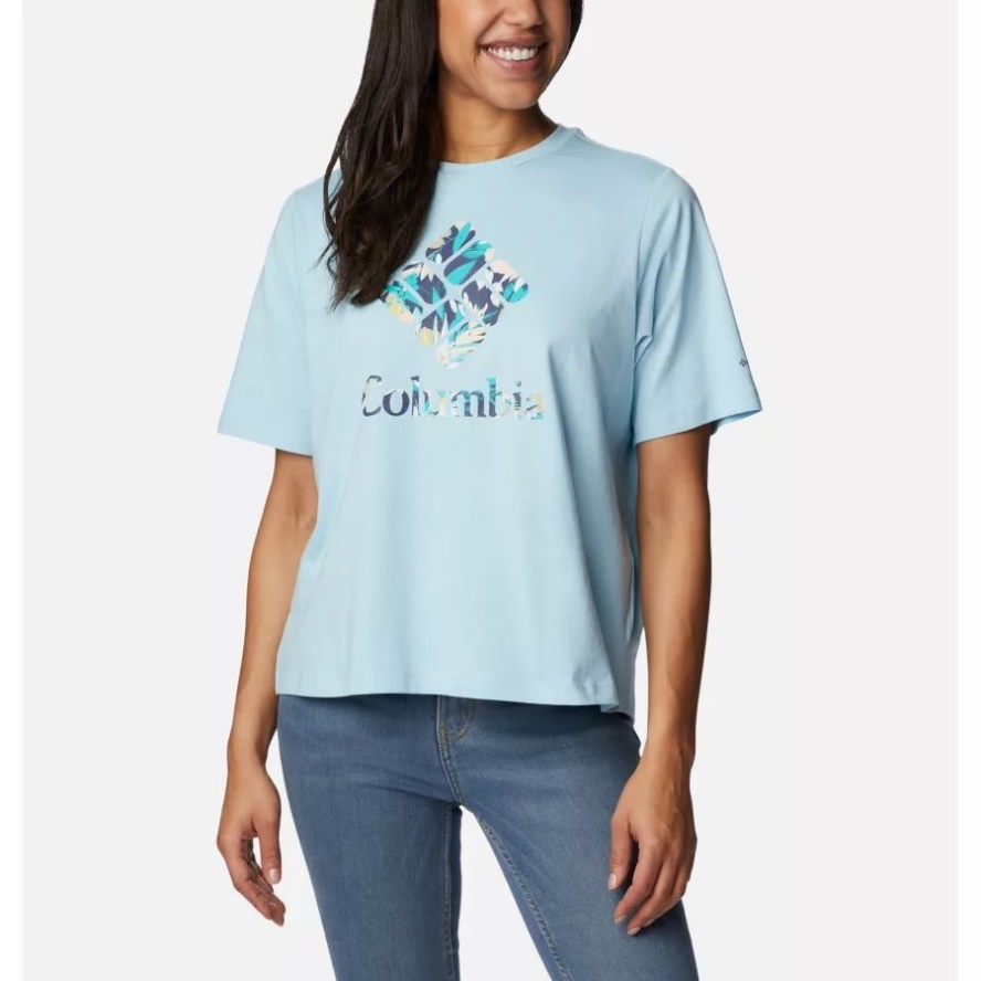 Columbia Sale Women's North Cascades Relaxed T-Shirt Spring Blue/Gem Wisterian