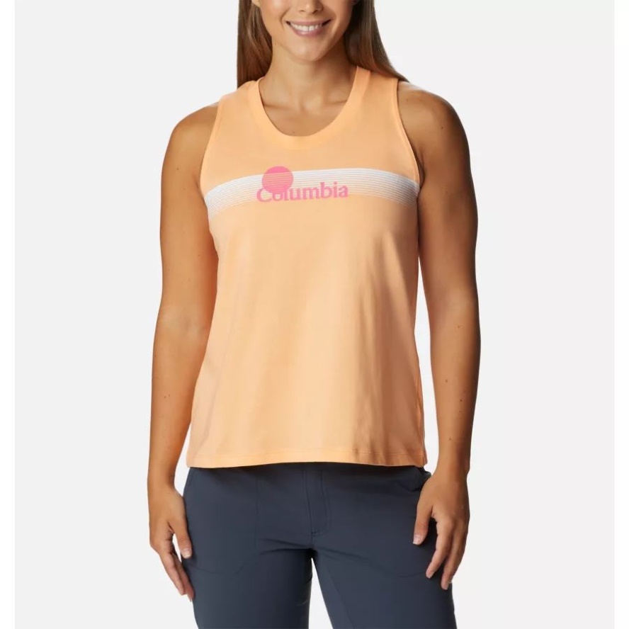 Columbia Sale Women's North Cascades Tank Peach/Inverted Brand Graphic