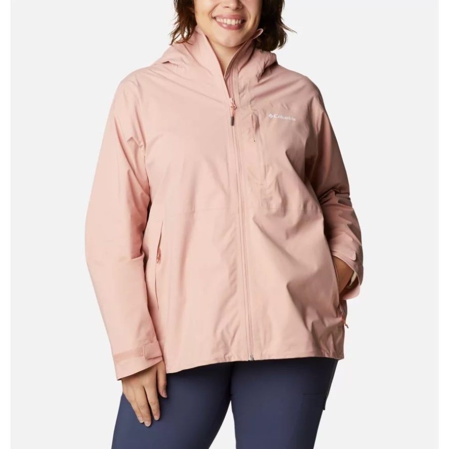 Columbia Sale Women's Omni-Tech Ampli-Dry Shell Jacket Plus Size Faux Pink