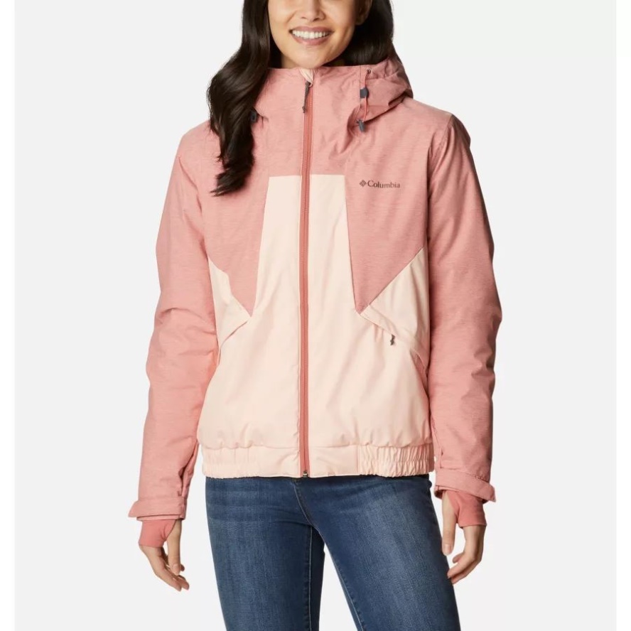 Columbia Sale Women's Oso Mountain Waterproof Hooded Insulated Jacket Peach Blossom/Dark Coral