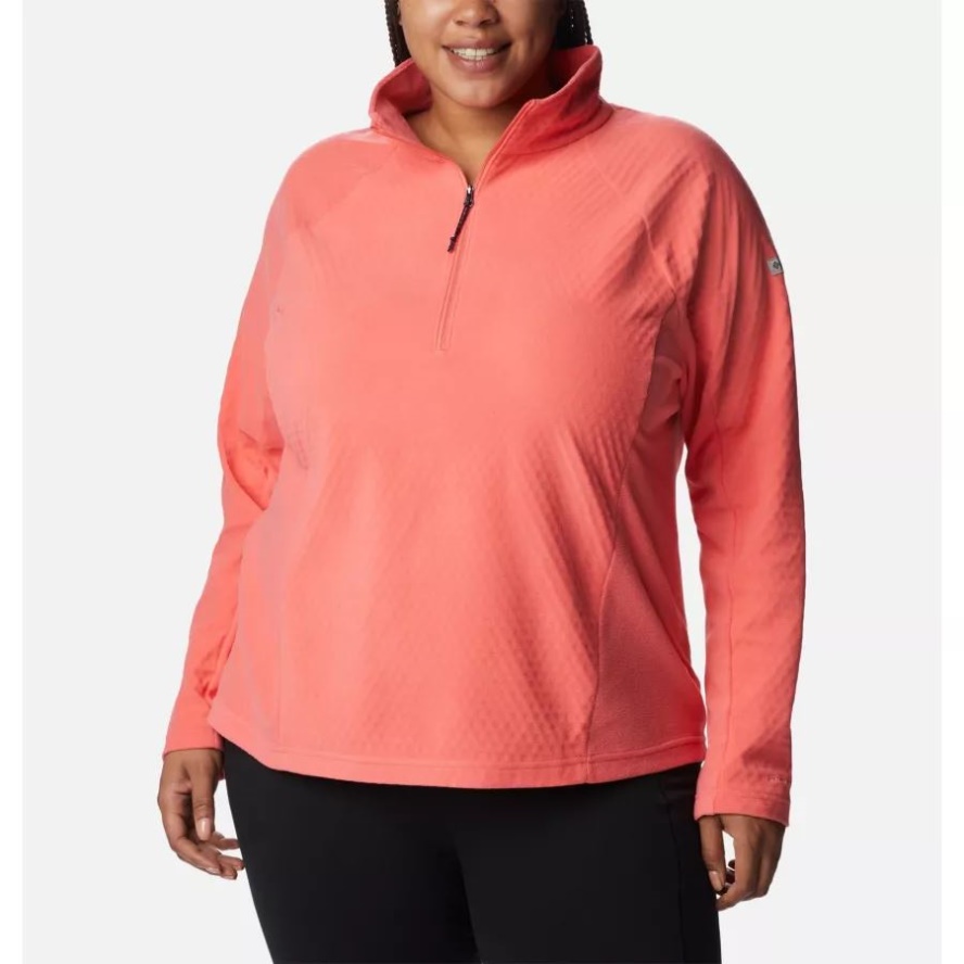 Columbia Sale Women's Overlook Pass Half Zip Plus Size Blush Pink