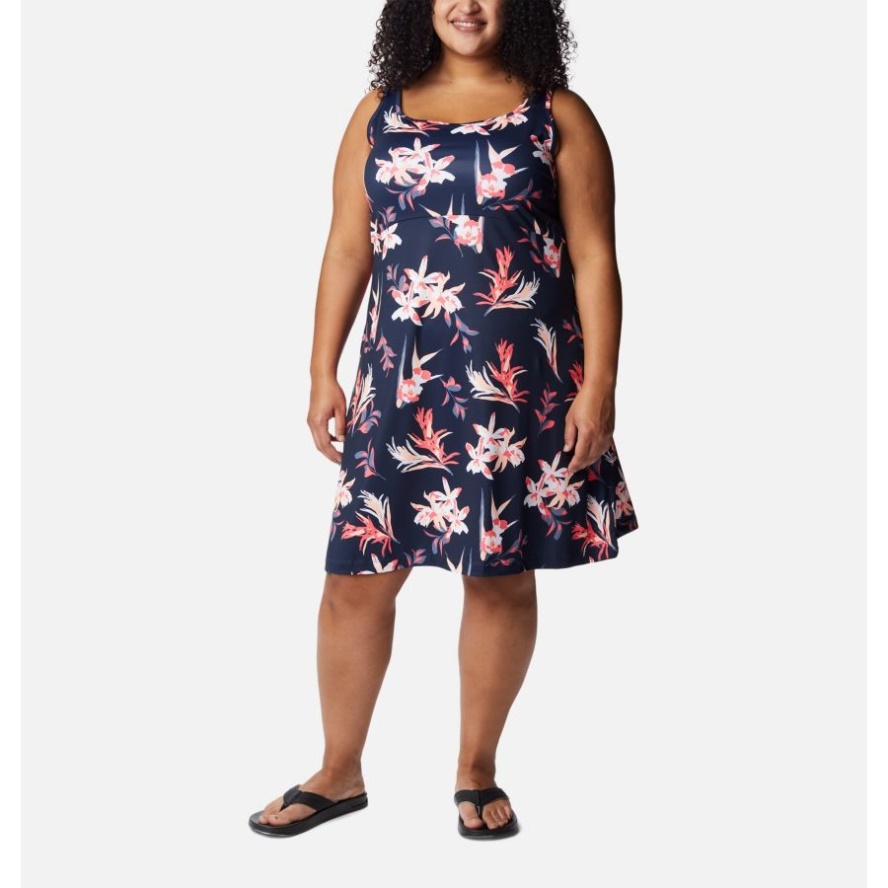 Columbia Sale Women's PFG Freezer III Dress Plus Size Collegiate Navy/Tossed Tropics Print