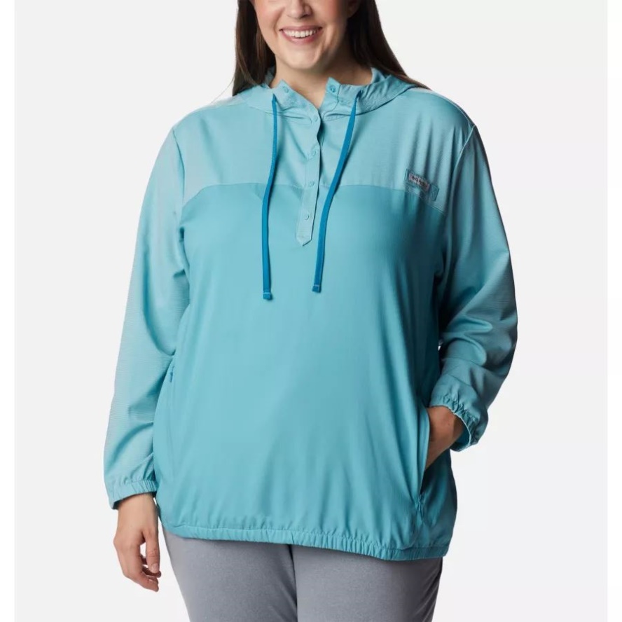 Columbia Sale Women's PFG Tamiami Hoodie Plus Size Sea Wave/Deep Marine