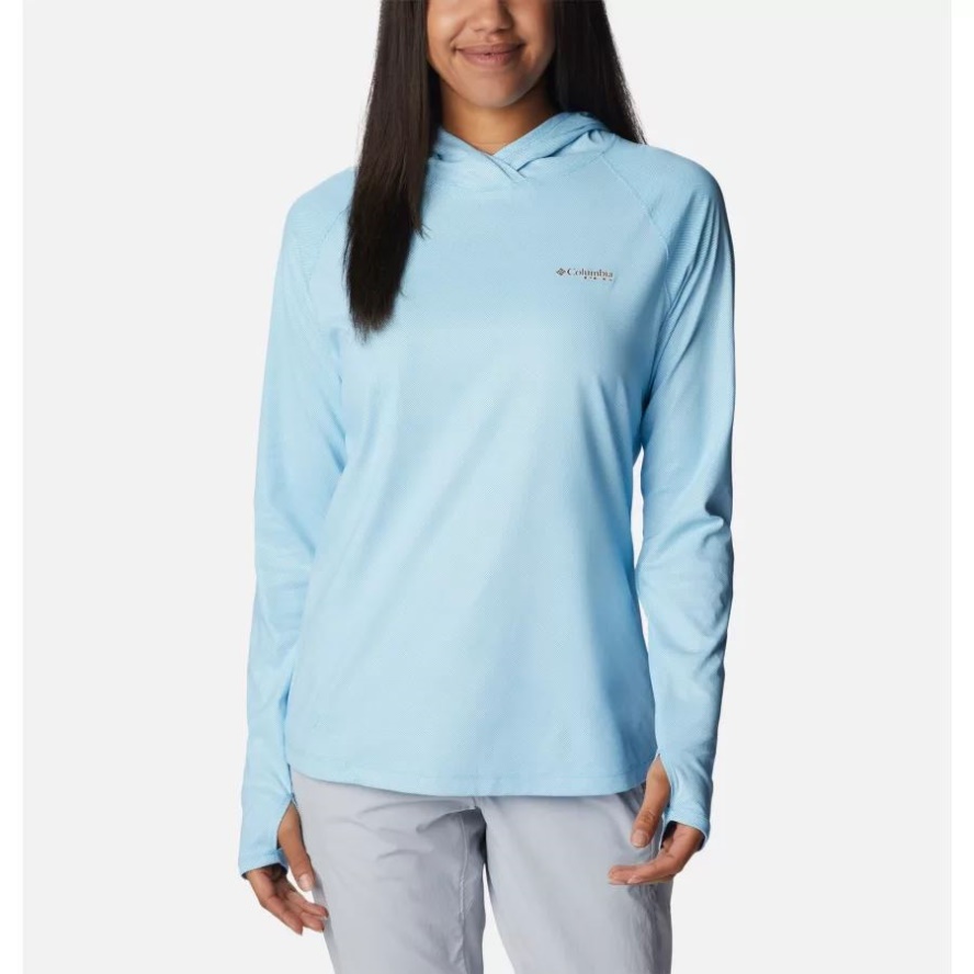 Columbia Sale Women's PFG Tidal Deflector Ice Long Sleeve Hoodie Riptide