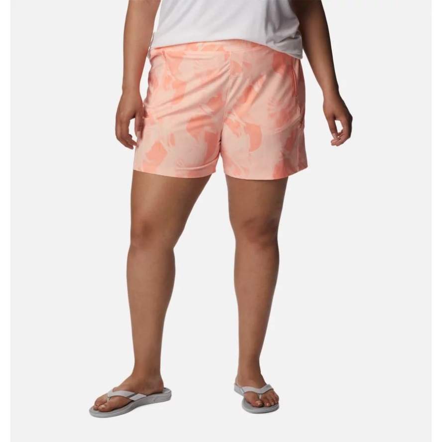 Columbia Sale Women's PFG Tidal II Shorts Plus Size Tiki Pink/Auroras Print