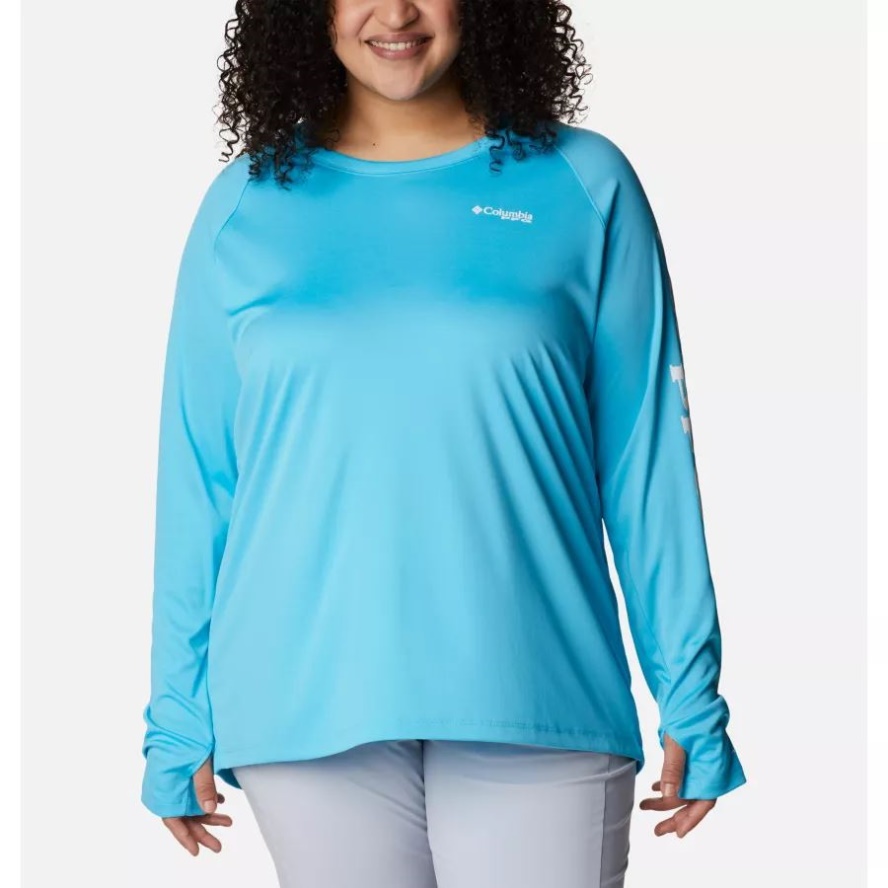 Columbia Sale Women's PFG Tidal Tee Hoodie Plus Size Atoll/White Logo