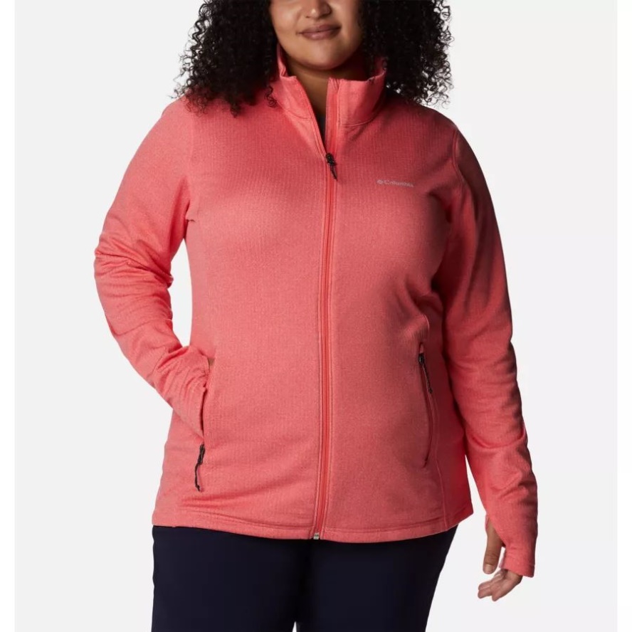 Columbia Sale Women's Park View Grid Full Zip Fleece Pullover Plus Size Blush Pink Heather