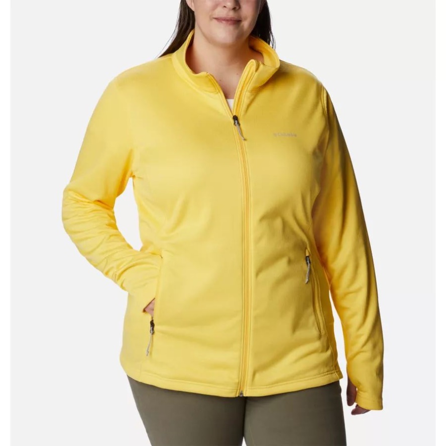 Columbia Sale Women's Park View Grid Full Zip Fleece Pullover Plus Size Sun Glow Heather