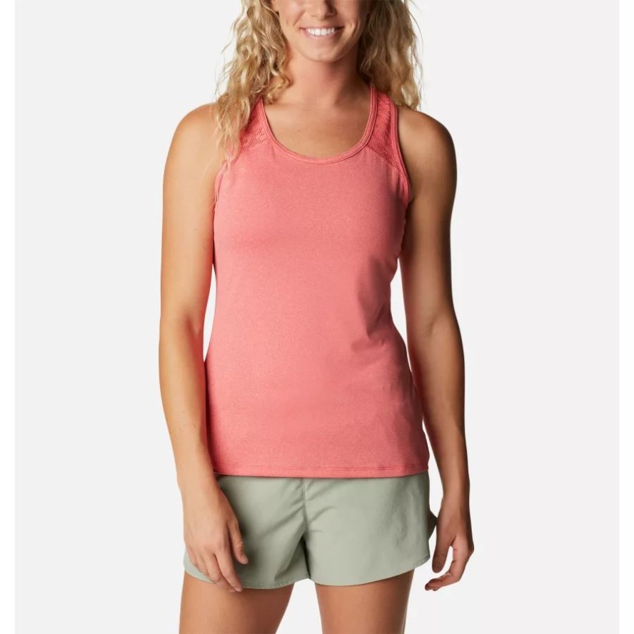Columbia Sale Women's Peak To Point II Technical Tank Red Hibiscus Heather