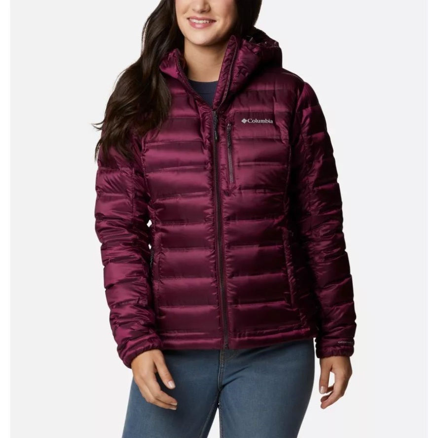 Columbia Sale Women's Pebble Peak Down Hooded Jacket Marionberry